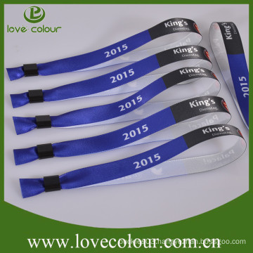 Custom Polyester Fabric Satin Wristbands With Plastic Tube Sliding Lock For Event